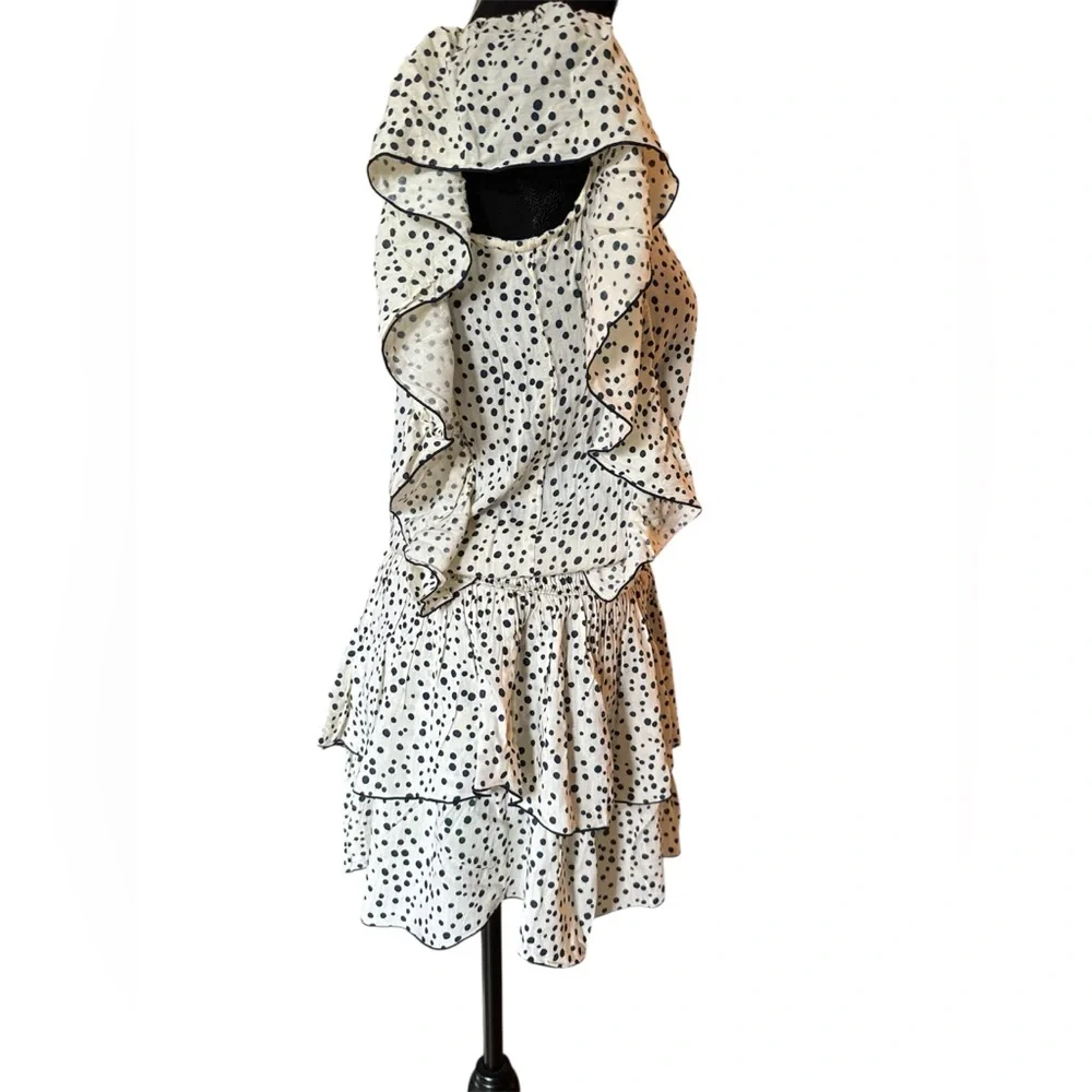 Coolchange Ivory mini dress with black‎ polka dots size small